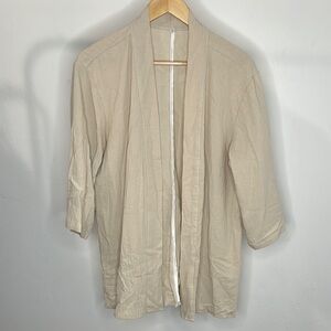 Neutral Beige Open Front Kimono